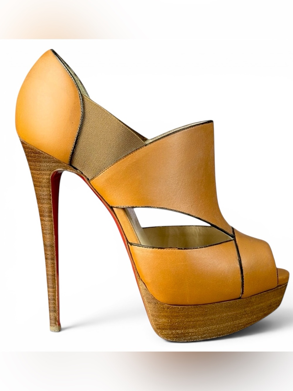 Christian Louboutin Leather Platform Peep Toe Pumps – Size 38